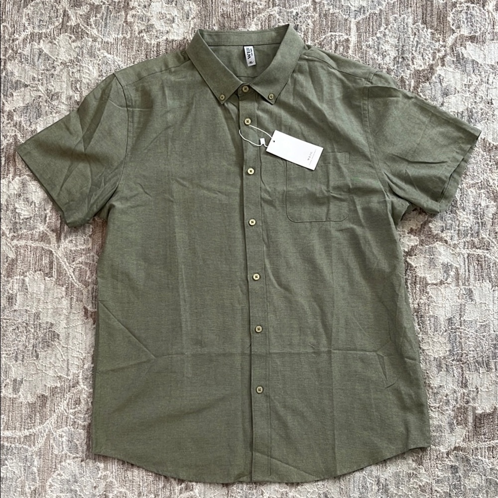 Green Casual Button Down Shirt